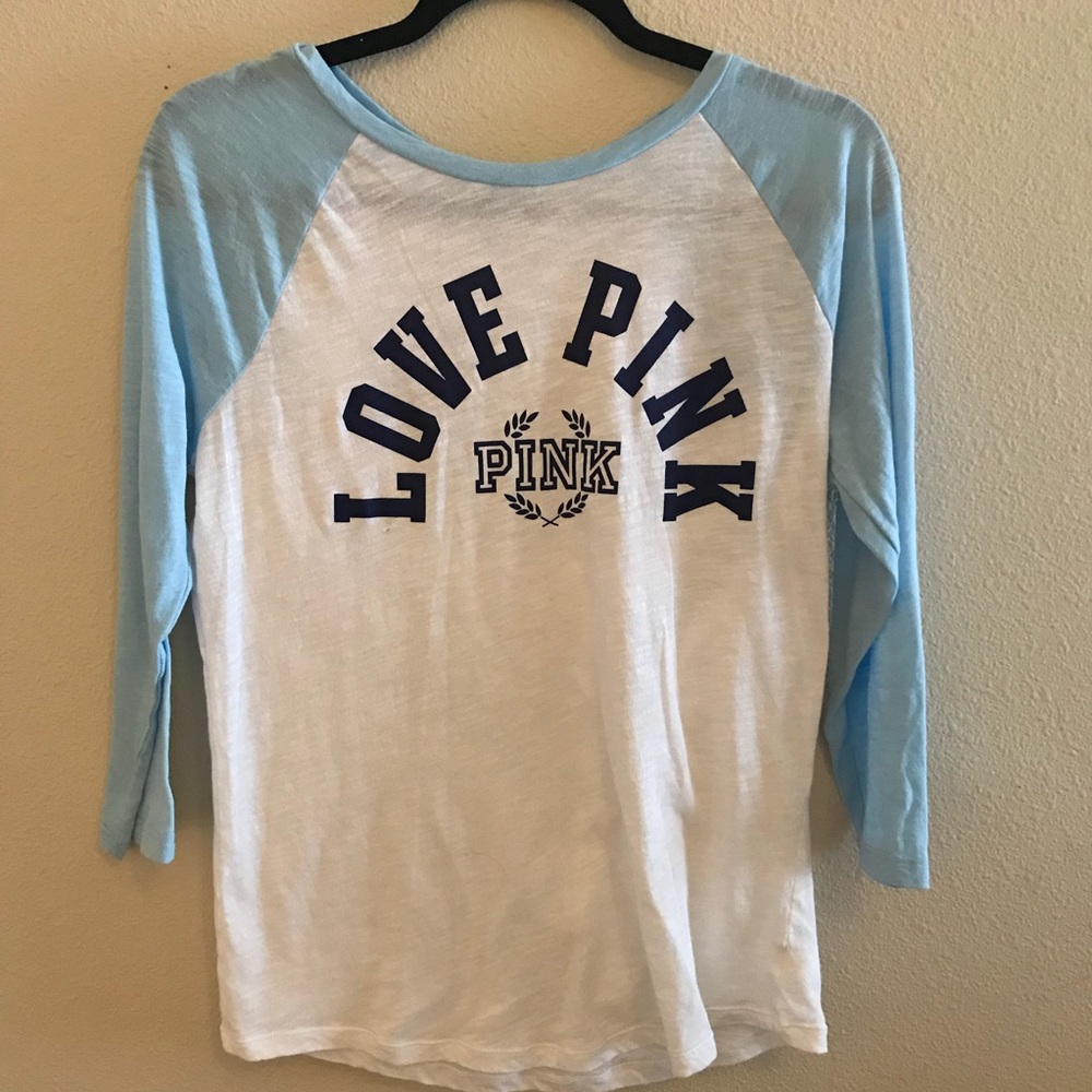 [vs pink] Blue and White Long Sleeved Top